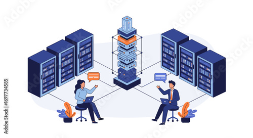 Visualizing the flow of digital information between people and powerful server racks