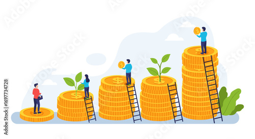 Illustrating the concept of financial growth and wealth accumulation through investing money effectively