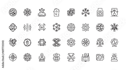 Collection of ancient rune symbols and glyphs in a silhouette style