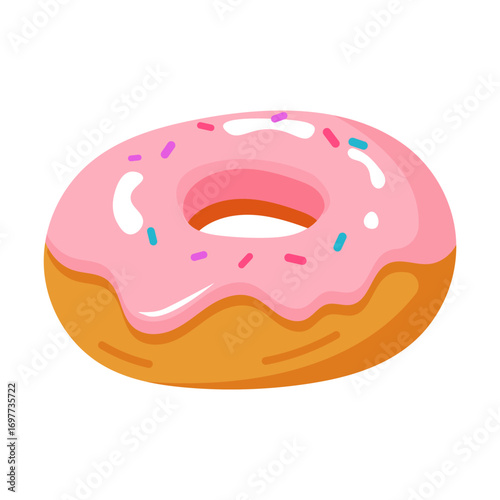 A Delicious Pink Iced Donut Known for its Colorful Sprinkles and Tempting Creamy Frosting