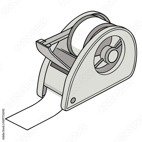 Vector illustration of a standard desk tape dispenser tool isolated on a pure white background