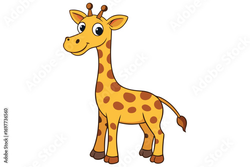 Cartoon Giraffe with Brown Spots and White Background Design