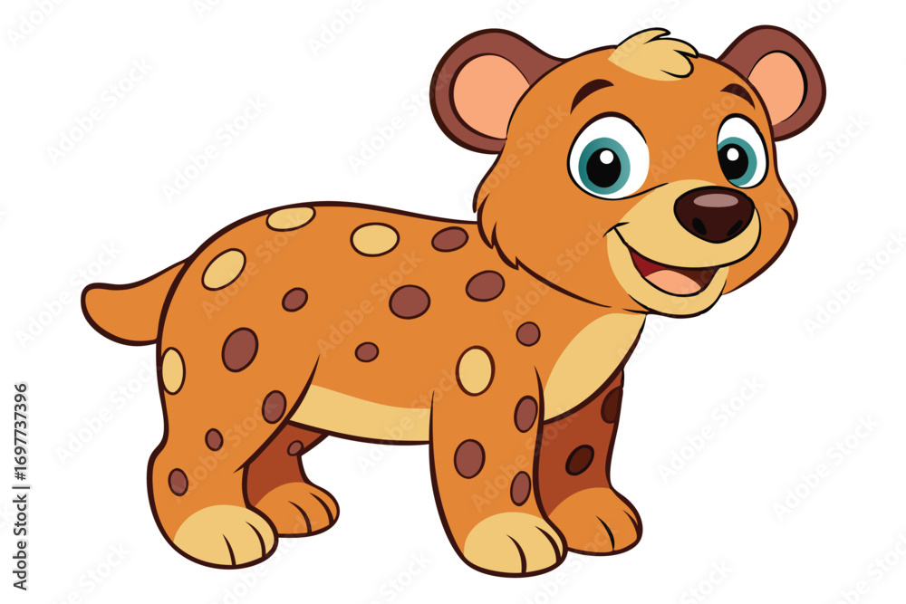 Obraz premium Cartoon Hyena on White Background Cute, Animated Animal Design