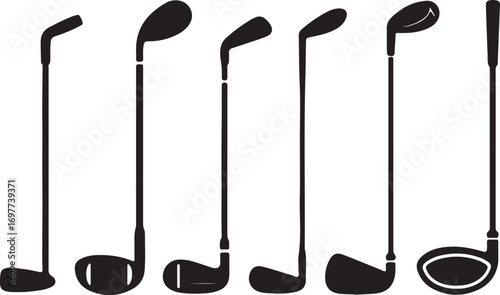 Golf Club Collection Vector Illustration Set for Sports Equipment and Game Designs