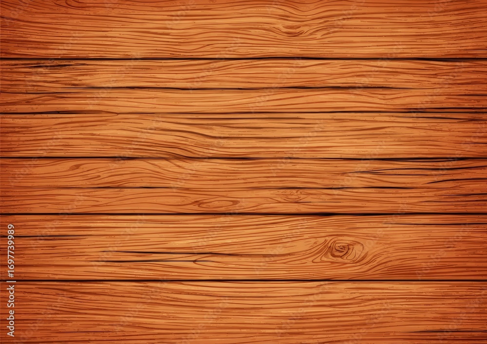 Fototapeta premium A detailed illustration of a rich, warm wooden plank surface, showcasing intricate wood grain patterns and warm hues.