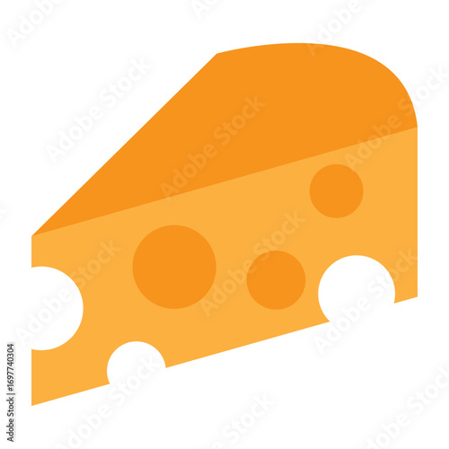 Cheese flat, triangular piece with holes vektor