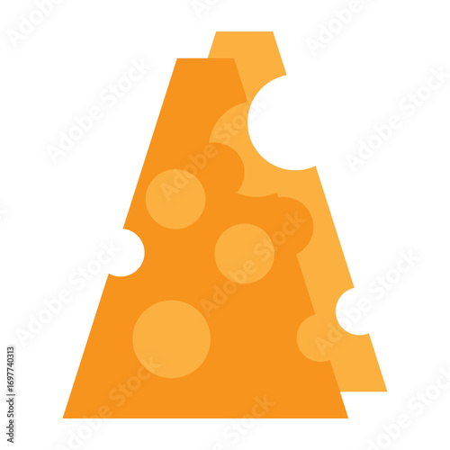 Cheese flat, triangular piece with holes vektor