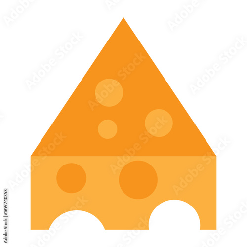 Cheese flat, triangular piece with holes vektor