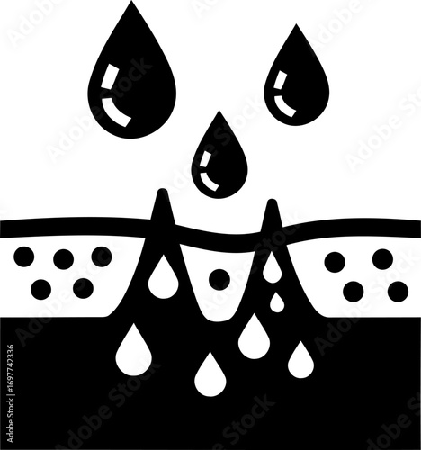 Illustration of skin hydration and absorption process simple icon