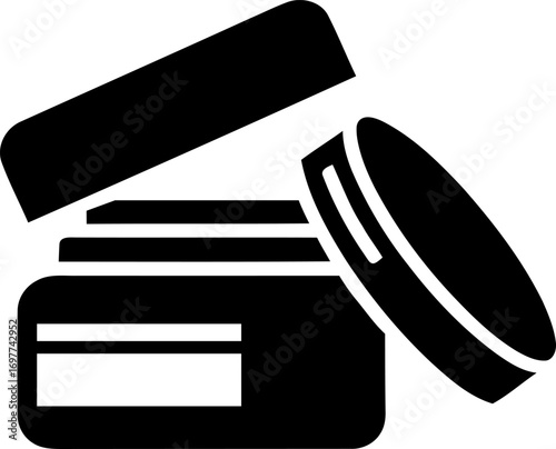 Simple jar cream icon open cosmetic container label line art