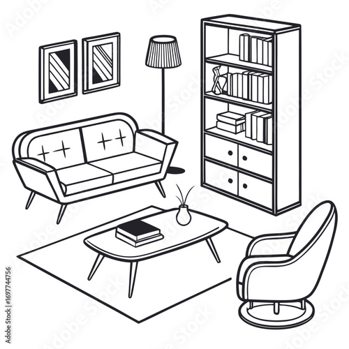 “Interior design furniture vector set”