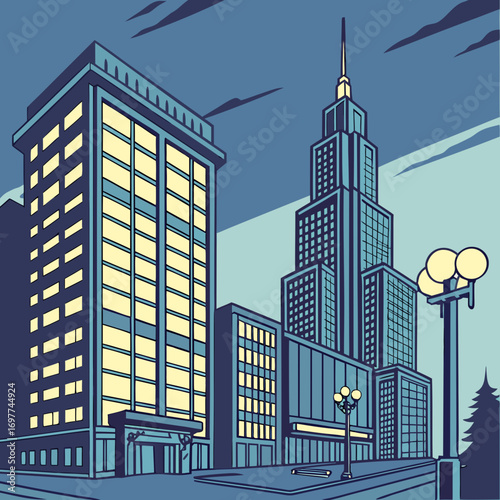 “Modern city skyline vector illustration”