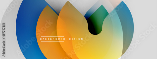 Abstract colorful overlapping circles create dynamic visual. Gradient hues blend, forming modern background design. Simple, clean aesthetic.