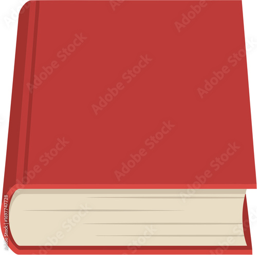 Flat Style Closed Red Book Stacked on Side Simple Illustration