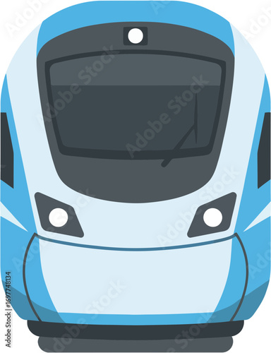 Modern Flat Design High Speed Train Front View Illustration