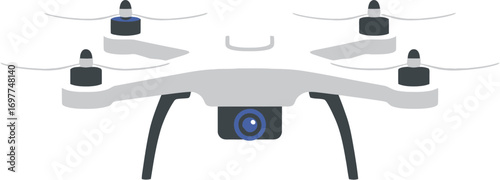 Modern Flat Illustration of Drone with Camera Technology for Aerial Photography