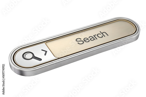 Realistic 3d search bar icon with magnifying glass and search button realistic 3d search bar icon