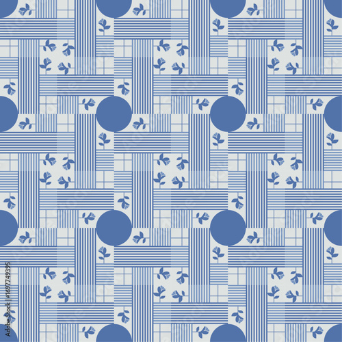 old style of vintage seamless pattern with colorful shape combination