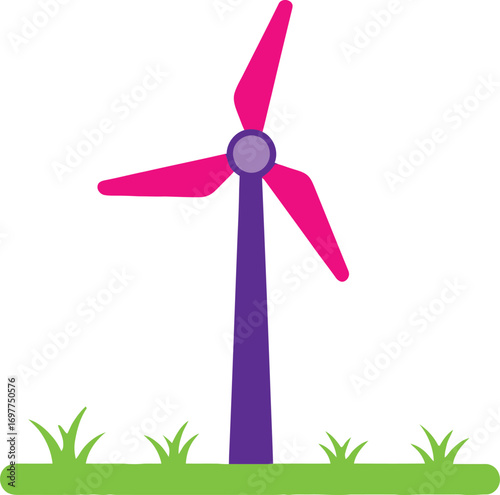 wind turbine generating clean energy in a grassy field