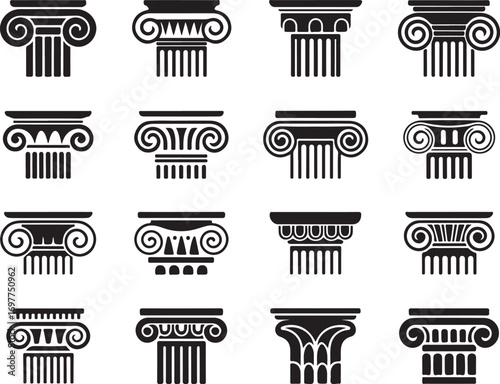 Classical Architectural Column Capital Vector Set for Building and Structure Elements