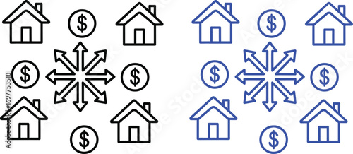 Financial growth and investment opportunities radiating from central wealth.