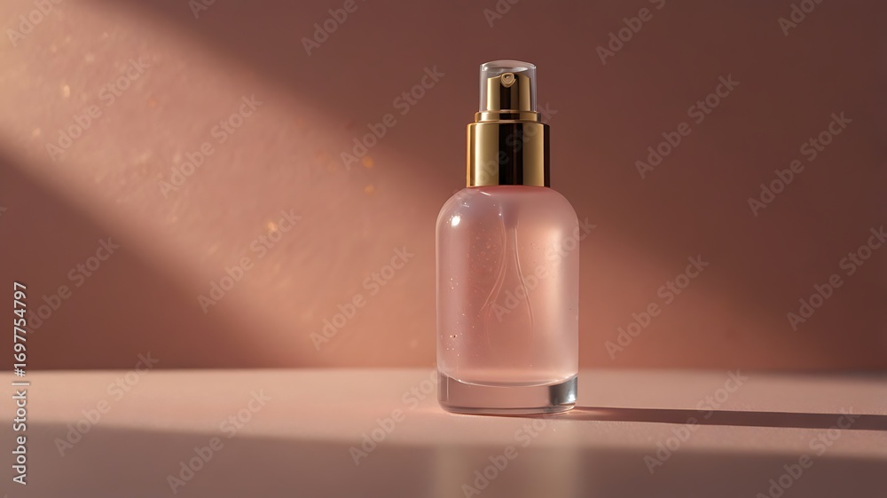 Naklejka premium Sleek frosted glass skincare container in vertical position