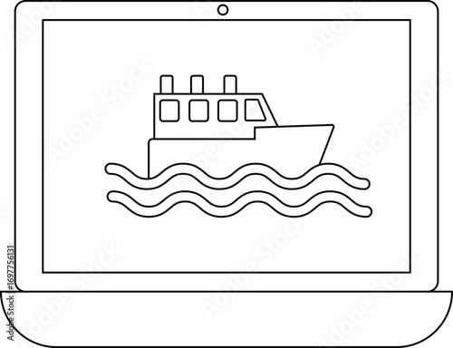 laptop icon and ship icon with white background