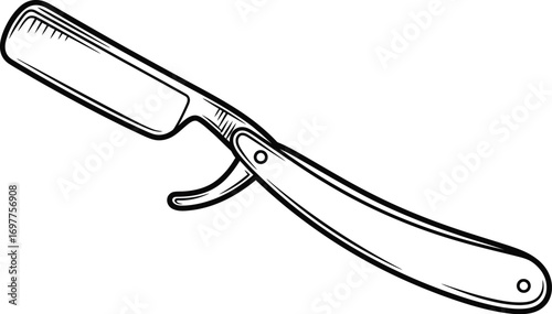 Classic open straight razor, a traditional grooming tool for a clean shave.
