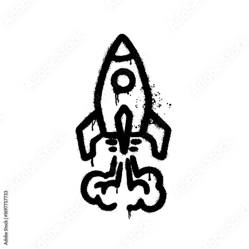 Rocket illustration drawn with graffiti art