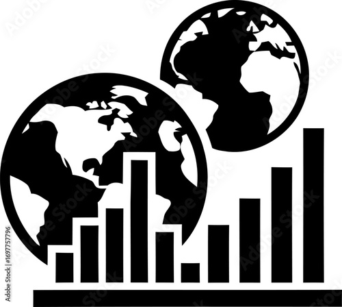 Global financial growth chart with earth icon
