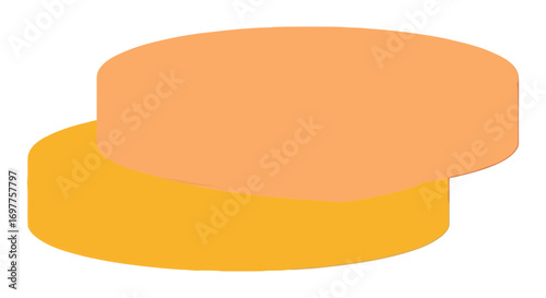 Two stacked round abstract shapes one orange and one yellow creating a simple layered geometric design with clean lines