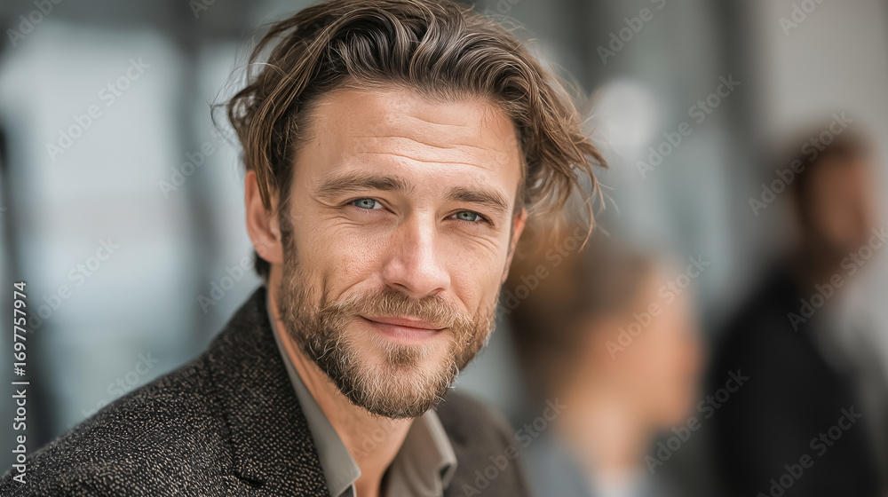Obraz premium Smiling Businessman Portrait, 笑顔のビジネスマンポートレート