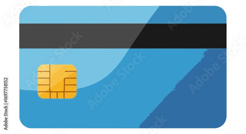 A blue credit card with a magnetic stripe and chip ready for secure transactions and electronic payments worldwide online shopping