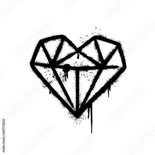 Diamond icon illustration in graffiti style on white background