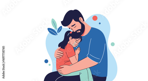 Father comforting his daughter with love and tenderness