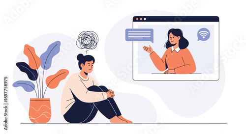 Online mental health support session for individuals experiencing stress and anxiety