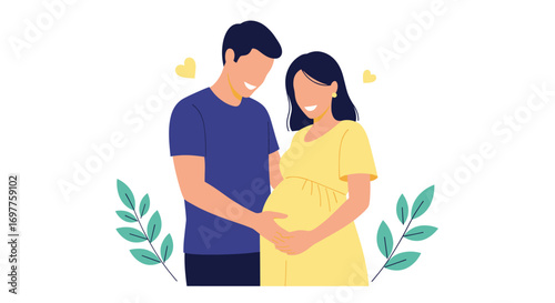 Happy couple expecting a baby soon celebrating parenthood