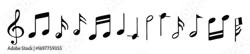 Music notes icon set, Music notes symbol, vector stock illustration.
