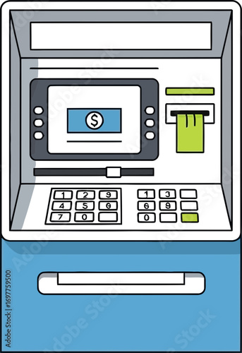 Automated teller machine for convenient and secure cash withdrawal and deposit services available anytime for banking customers