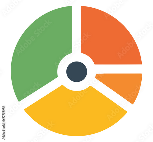 Colorful pie chart graphic representing data segmentation and business analytics with clear visual representation of progress and growth opportunities