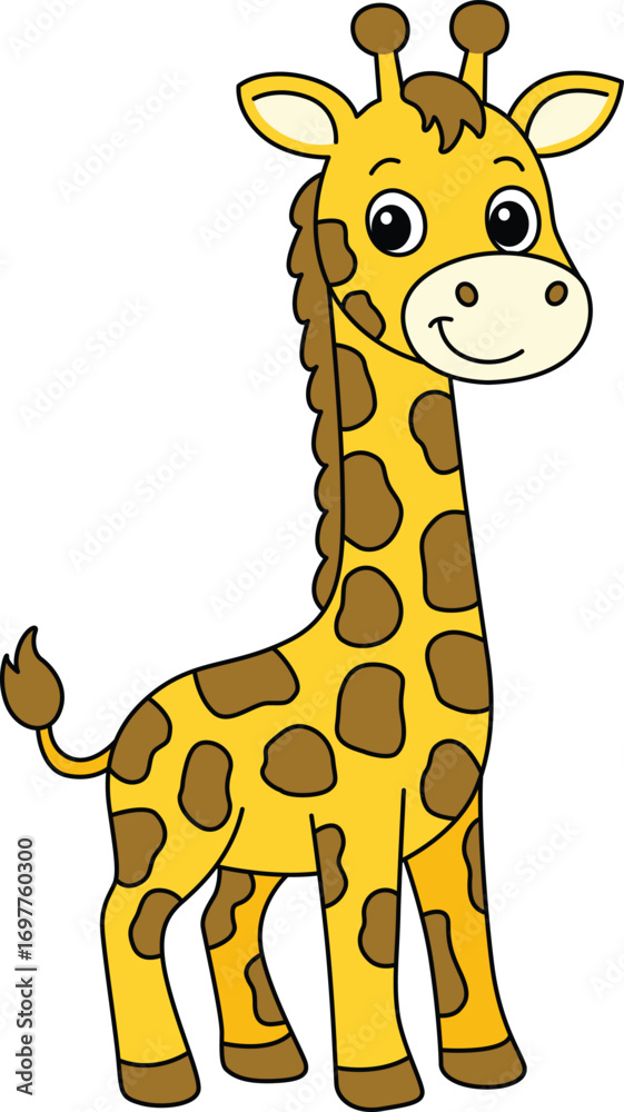 Naklejka premium Cute and Friendly Cartoon Giraffe.cdr