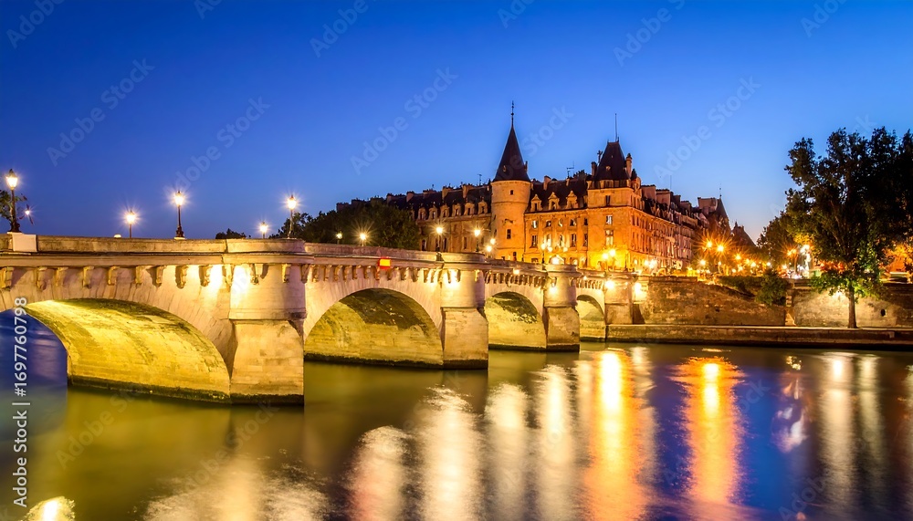 Fototapeta premium Parisian bridge at night