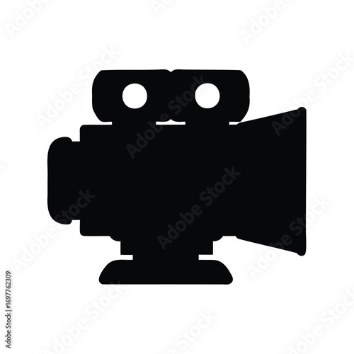 Retro futurism camera icon representing advanced technology and cinematic vision