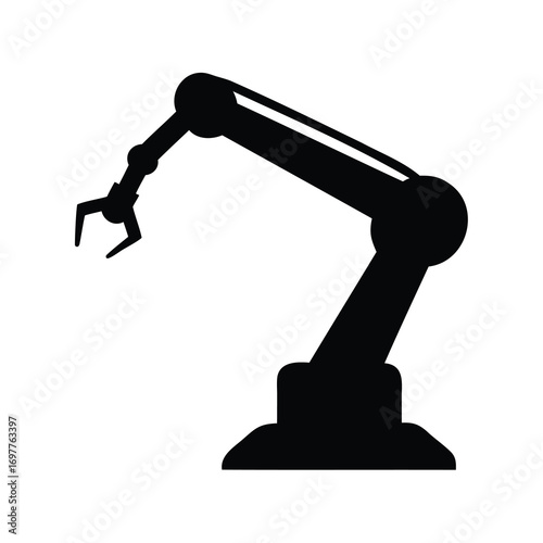 Industrial robotic arm manipulator silhouette for automation and manufacturing projects