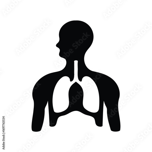 Human torso silhouette with lungs medical symbol for healthcare and technology