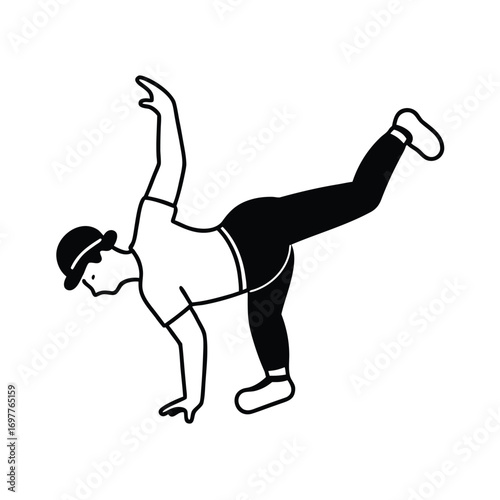 Dynamic black silhouette of a breakdancer performing a headstand for advertisements