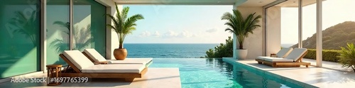 Cool Modern Interior Escape Summer Heat in a Tranquil and Inviting Space, Perfect for Relaxation and Rejuvenation