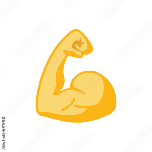 Biceps vector isolated emoji gesture flat illustration. Muscle emoticon. 
