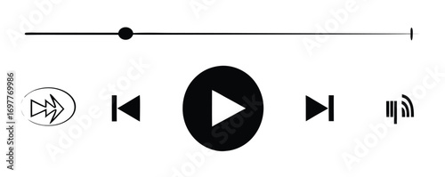 icon media music player in vector. modern playback of music application. multimedia navigation on smartphone device.