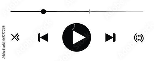 icon media music player in vector. modern playback of music application. multimedia navigation on smartphone device.